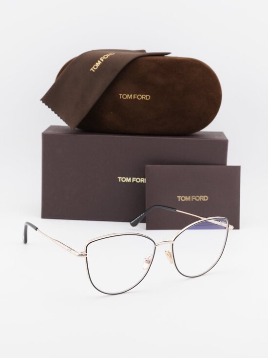Tom Ford TF5667-B 005 Cat Eye Eyeglasses 55mm – Black / Gold main image 4